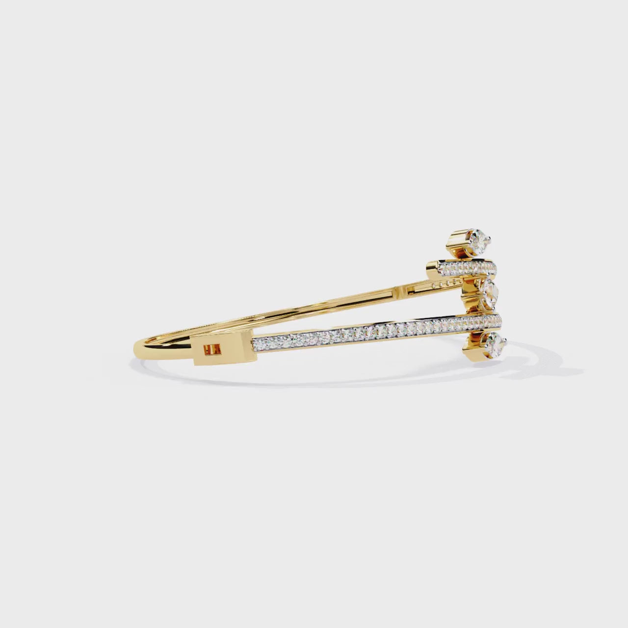 Modern Open Diamond Bangle Yellow Gold