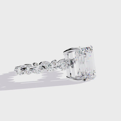 Emerald Cut Diamond Engagement Ring White Gold