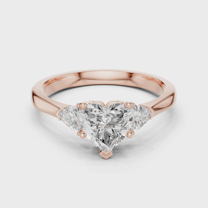 Heart Cut Three-Stone Diamond Ring
