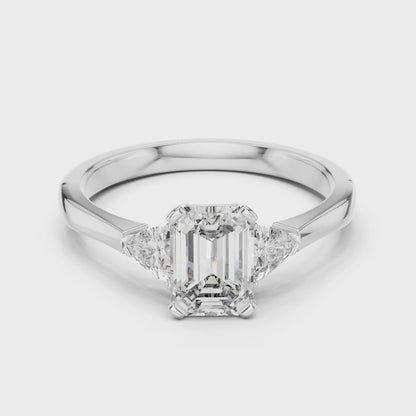 Emerald Cut Three-Stone Diamond Ring