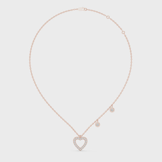 Diamond Heart Charm Necklace Rose Gold 