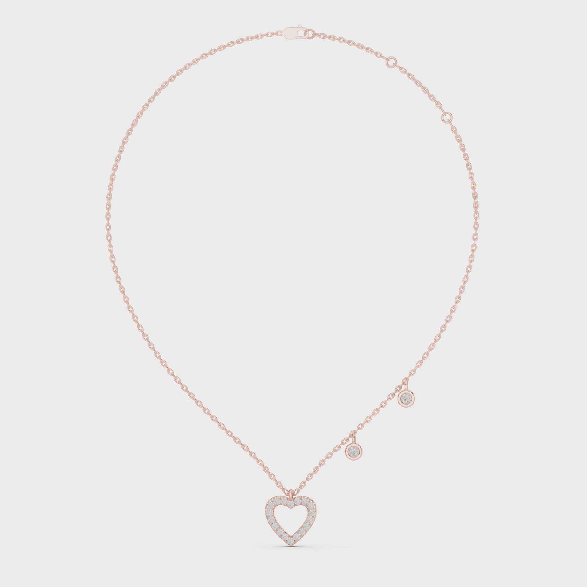 Diamond Heart Charm Necklace Rose Gold 