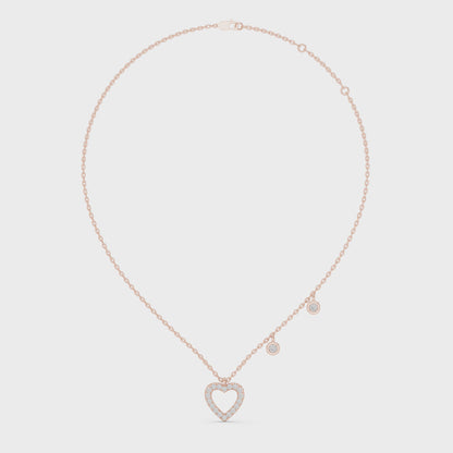 Diamond Heart Charm Necklace Rose Gold 
