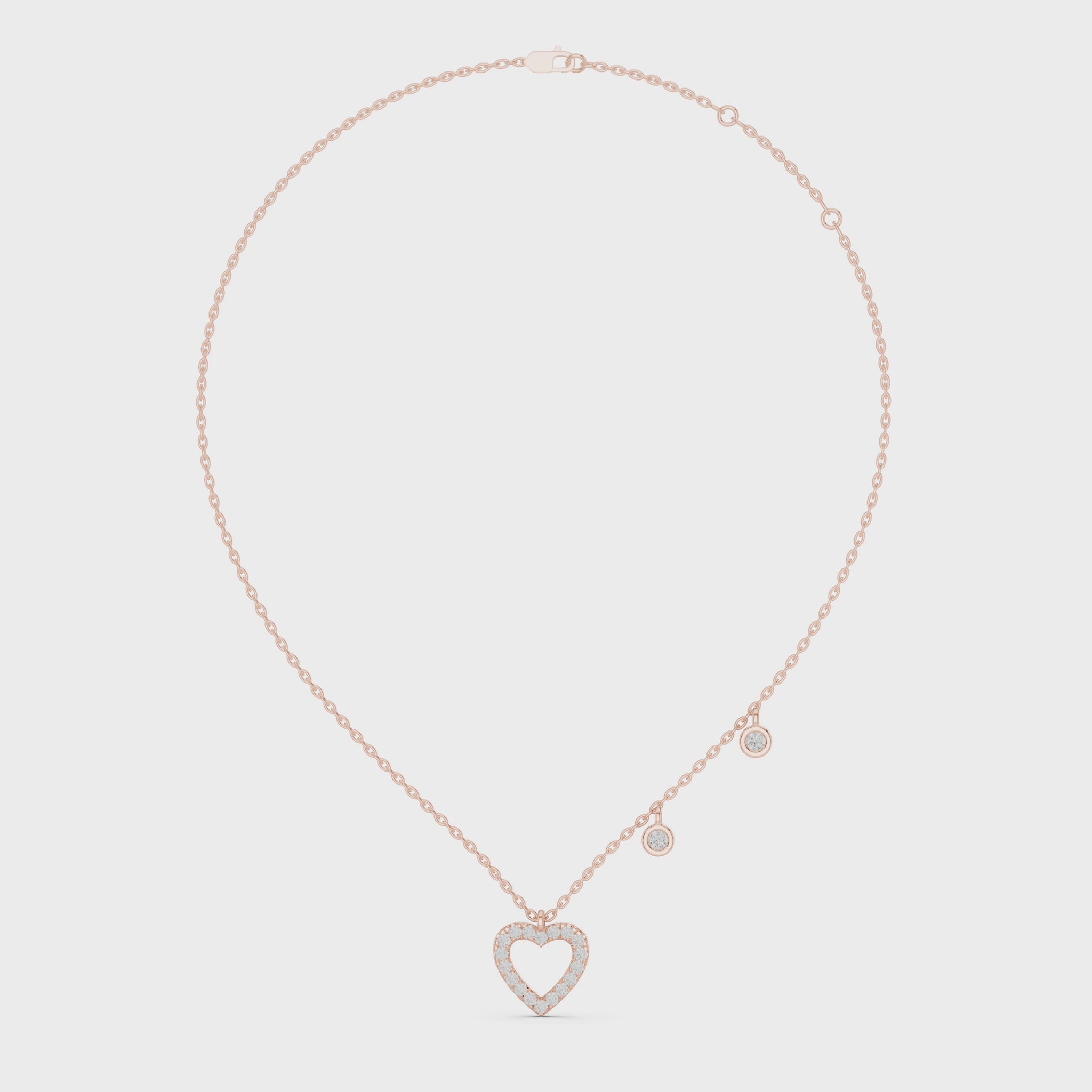 Diamond Heart Charm Necklace Rose Gold 