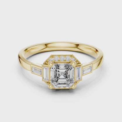 Aurora Trilogy Baguette Halo Ring