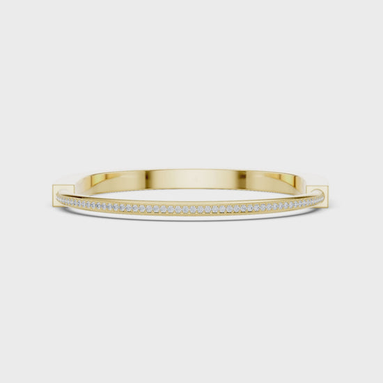 Sleek Diamond Edge Gold Bangle Yellow Gold