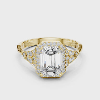 Regal Emerald Halo Ring