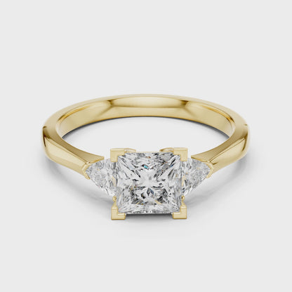 Princess Cut Three-Stone Diamond Ring