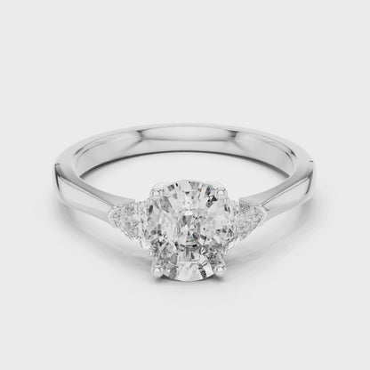 Oval Three-Stone Diamond Ring