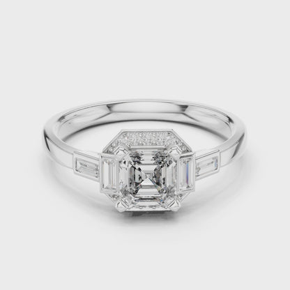 Aurora Trilogy Baguette Halo Ring