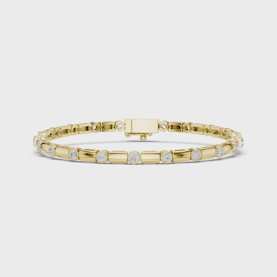 Diamond Dots Link Bracelet Yellow Gold