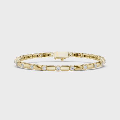 Diamond Dots Link Bracelet Yellow Gold