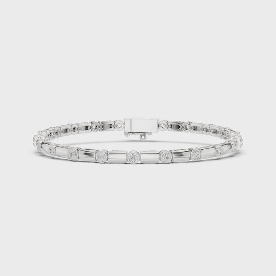 Diamond Dots Link Bracelet White Gold