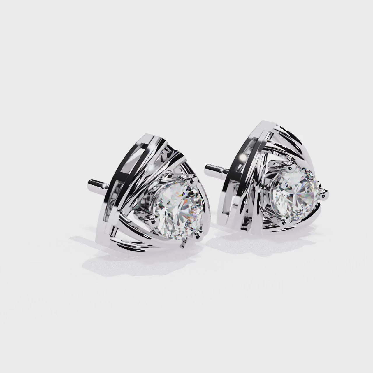 Triad Spark Diamond Earrings White Gold
