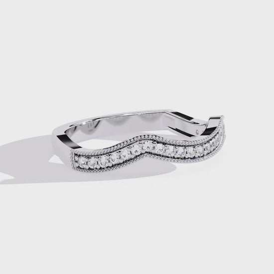 Curved Diamond Wedding Band White Gold 
