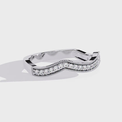 Curved Diamond Wedding Band White Gold 
