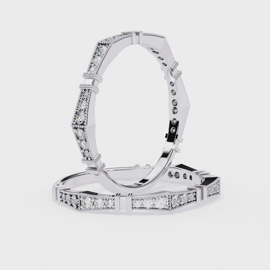 Art Deco Diamond Band Ring White Gold