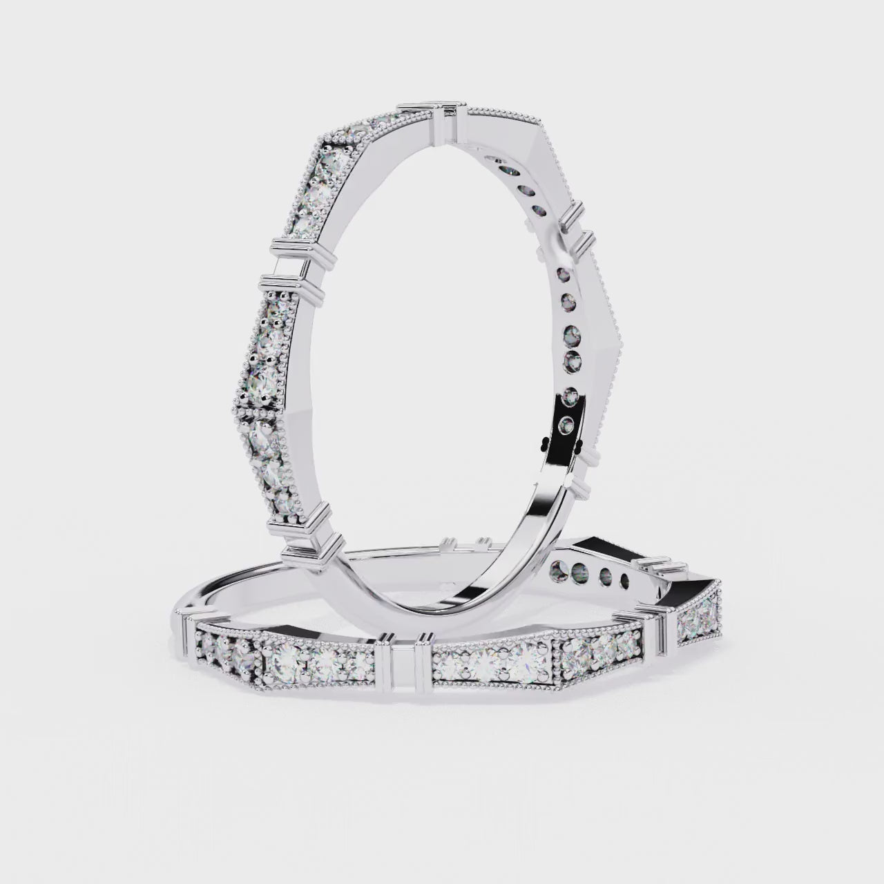 Art Deco Diamond Band Ring White Gold